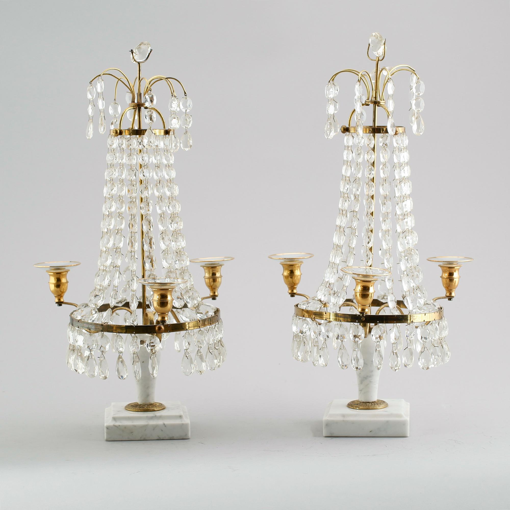 BORDSLYSTRAR, 1 par, gustaviansk stil, 1900-talets mitt.