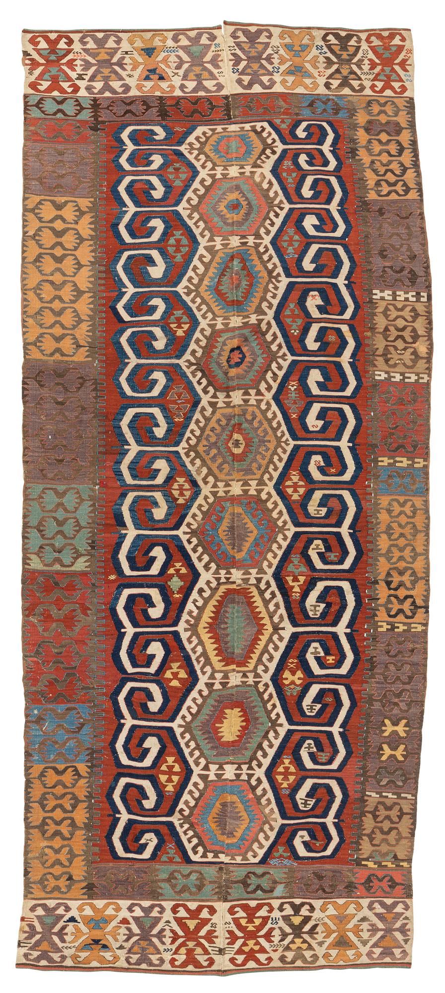 Antique Konya kelim, central Anatolia, ca 360 x 157 cm.