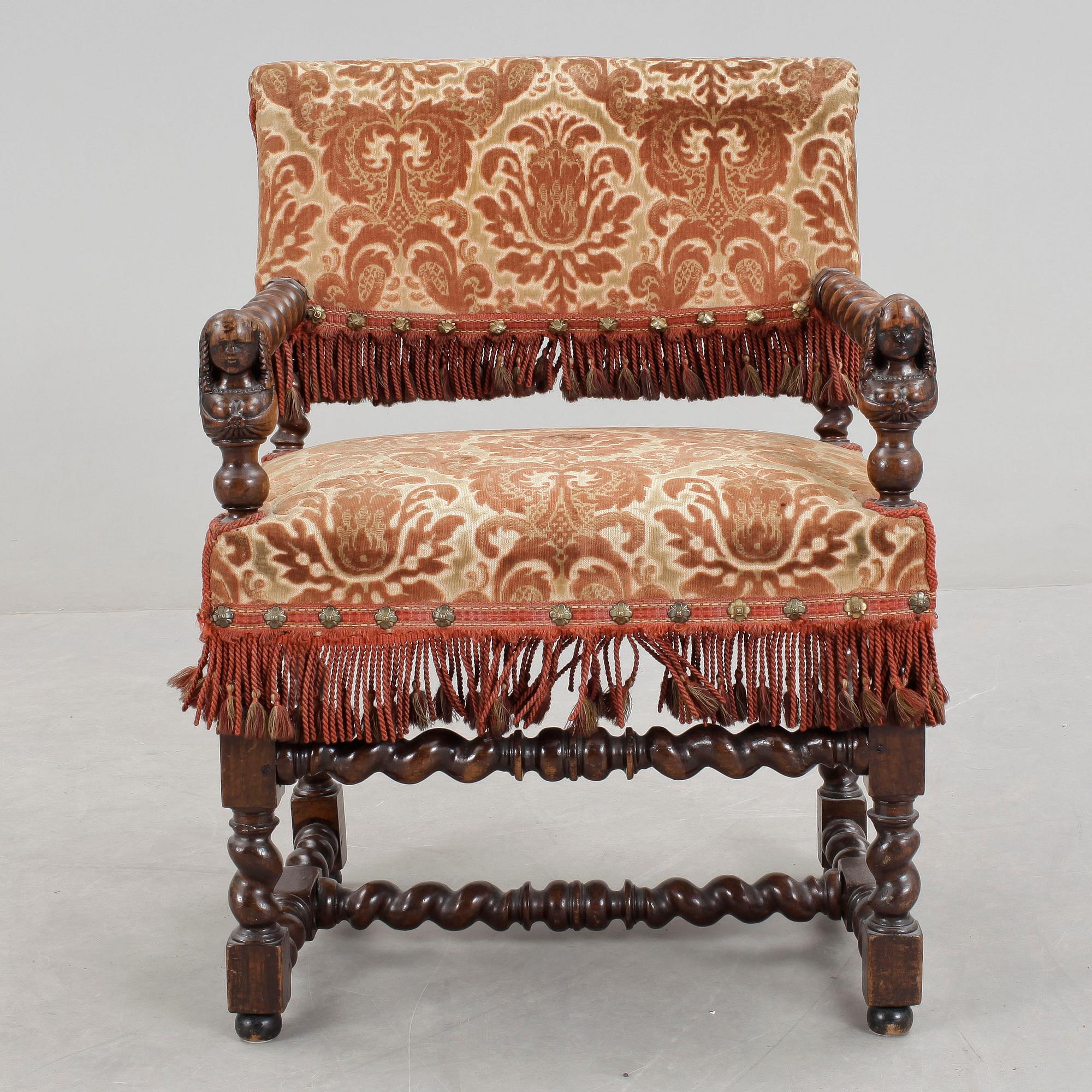 KARMSTOL, barockstil, 1800-tal.