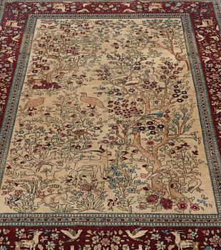RUG, semi-antique Esfahan figural, 219 x 140,5 cm.