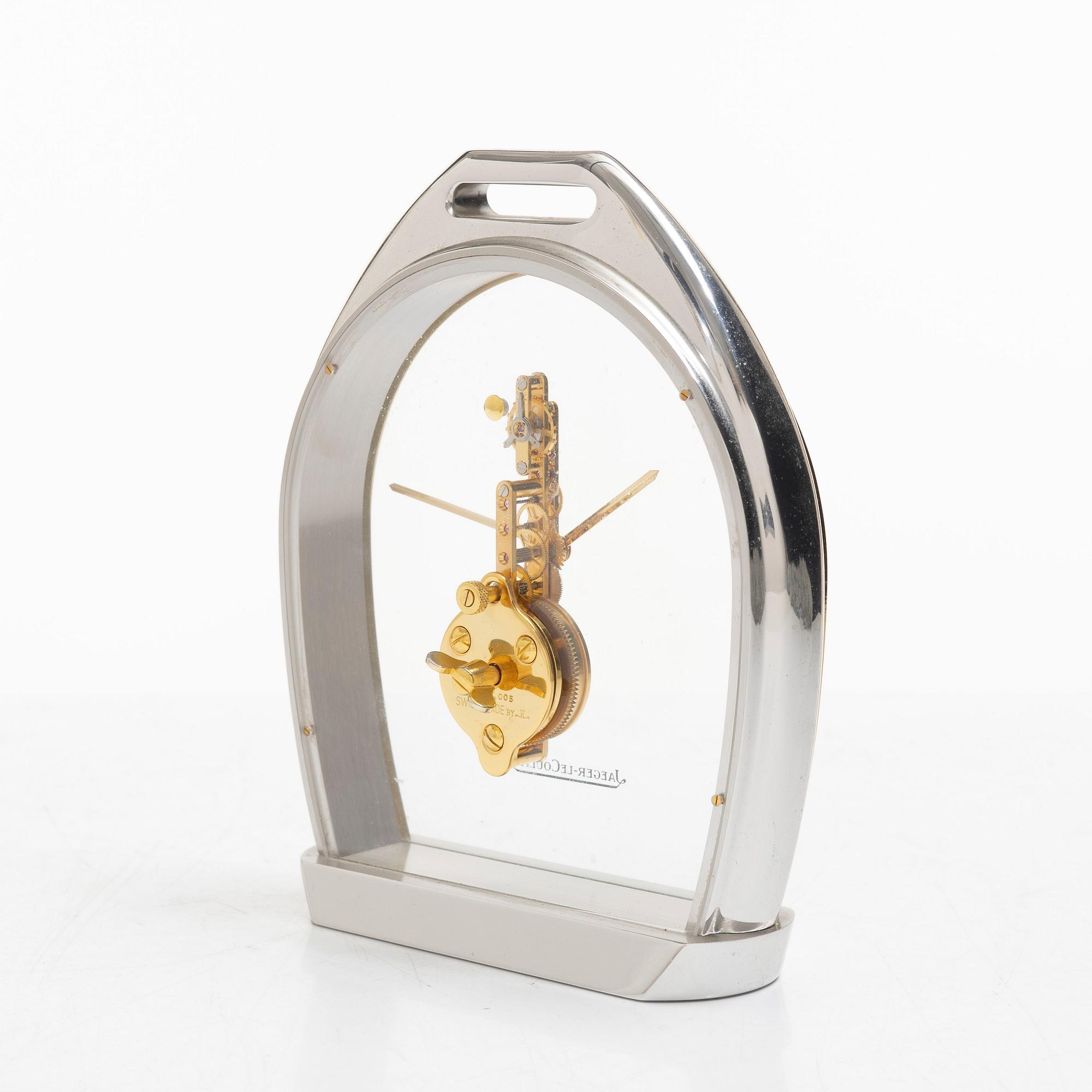 Jeager Lecoultre, a stirrup table clock, Switzerland, mid 20th century.