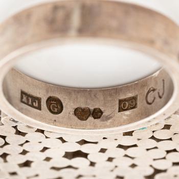 Cecilia Johansson, a bracelet, a ring, and a pair of earrings, silver, Gothenburg 1964 and 1965.