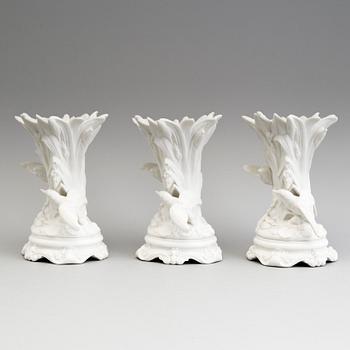 THREE PARIAN FLOWER VASES, Gustafsberg, second half of the 19th century.