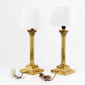 A pair of brass table lights, second half of the 20th century.