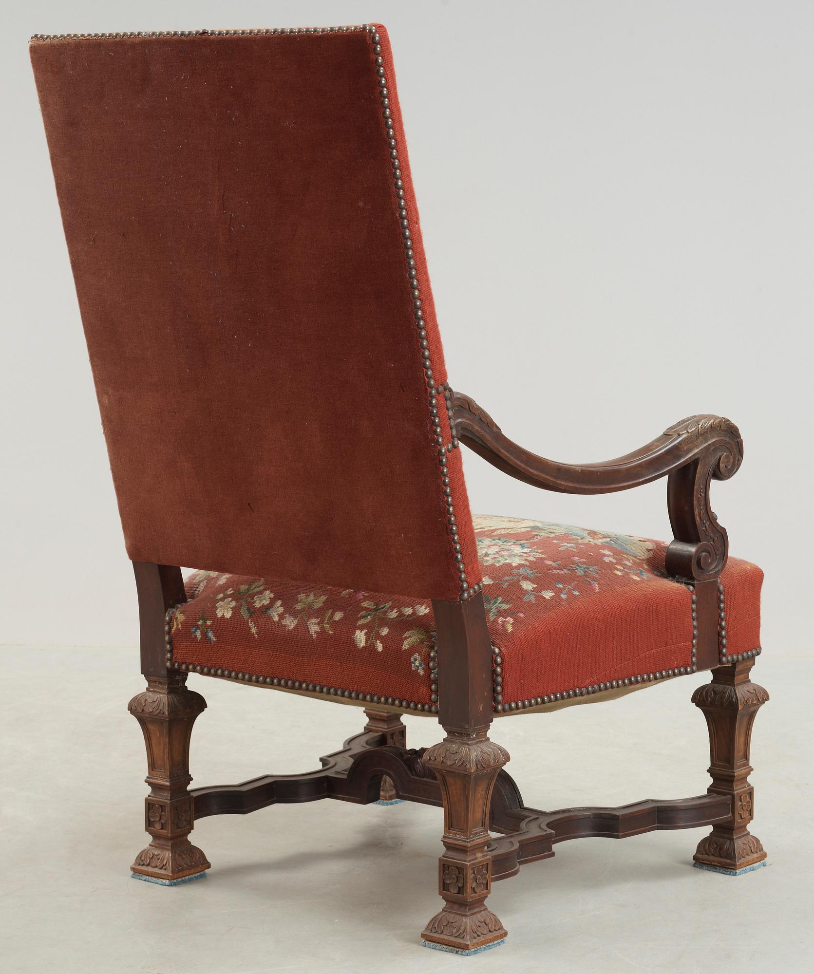 FÅTÖLJ, barockstil, 1900-talets första hälft.
