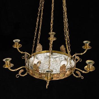An Empire-style six-light hanging lamp, 20th ct.