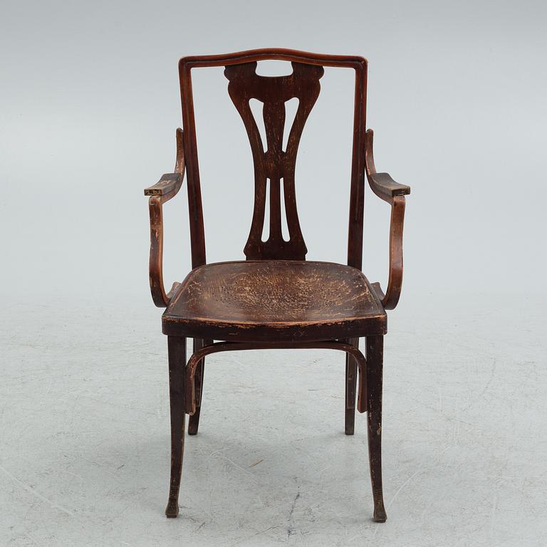 J & J Kohn, an Art Nouveau armchair, Austria, early 20th Century.