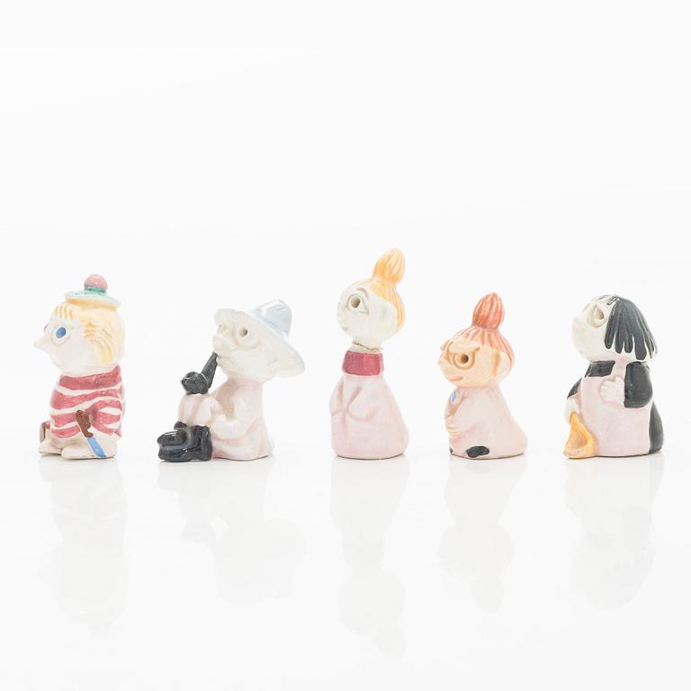 Leo Tykkyläinen, Muumi-figuriineja, 10 kpl, keramiikkaa, 1950-luku.