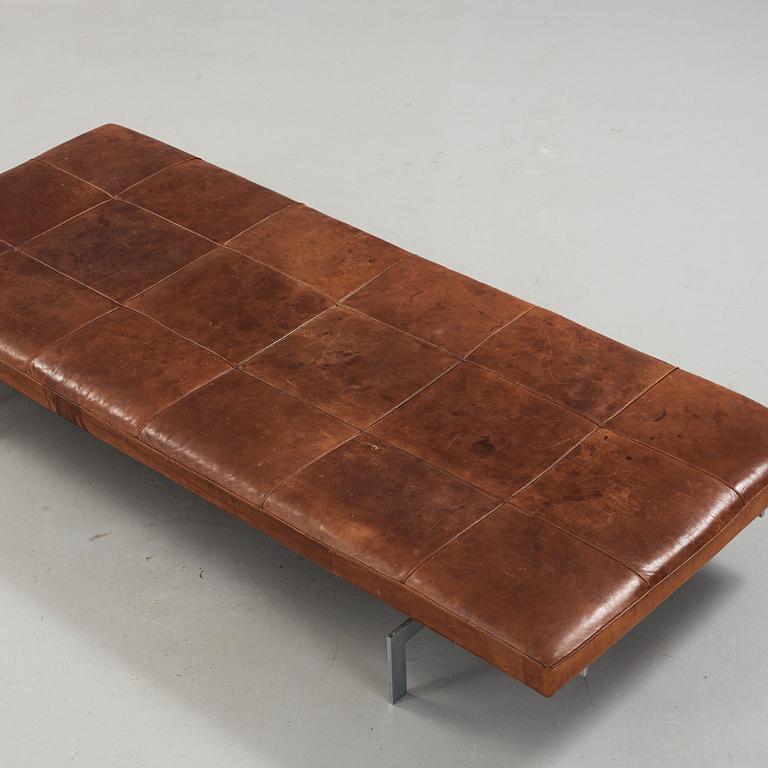 Poul Kjaerholm, A 'PK-80' steel and brown leather daybed, E Kold Christensen, Denmark.