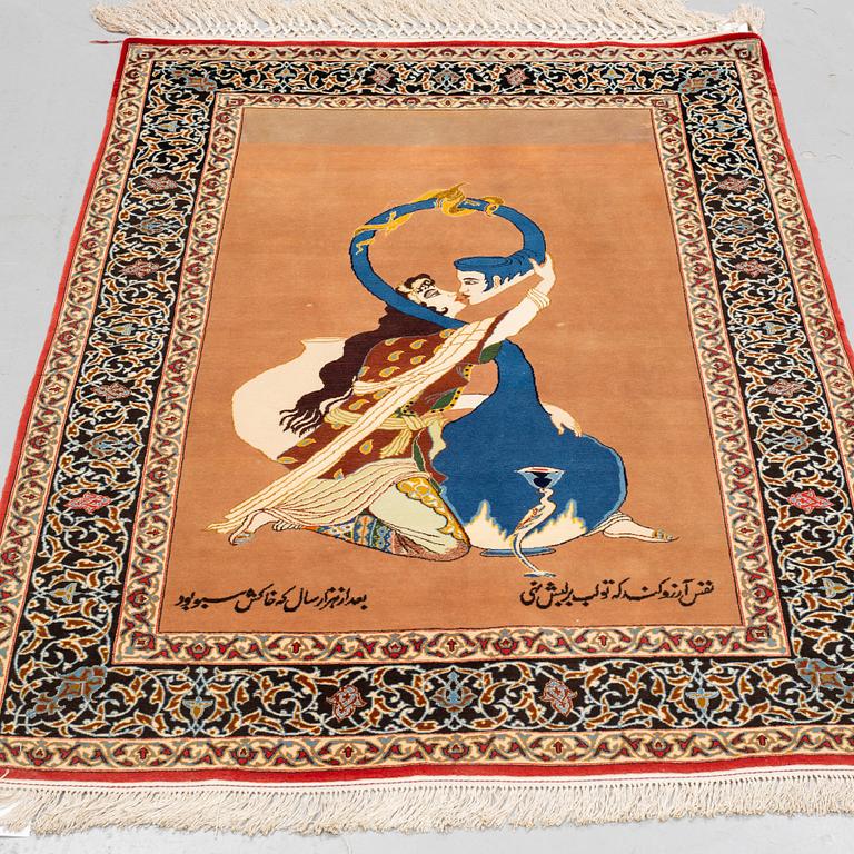 A rug, Old Esfahan, part silk, signed, ca 151,5 x 104,5 cm.