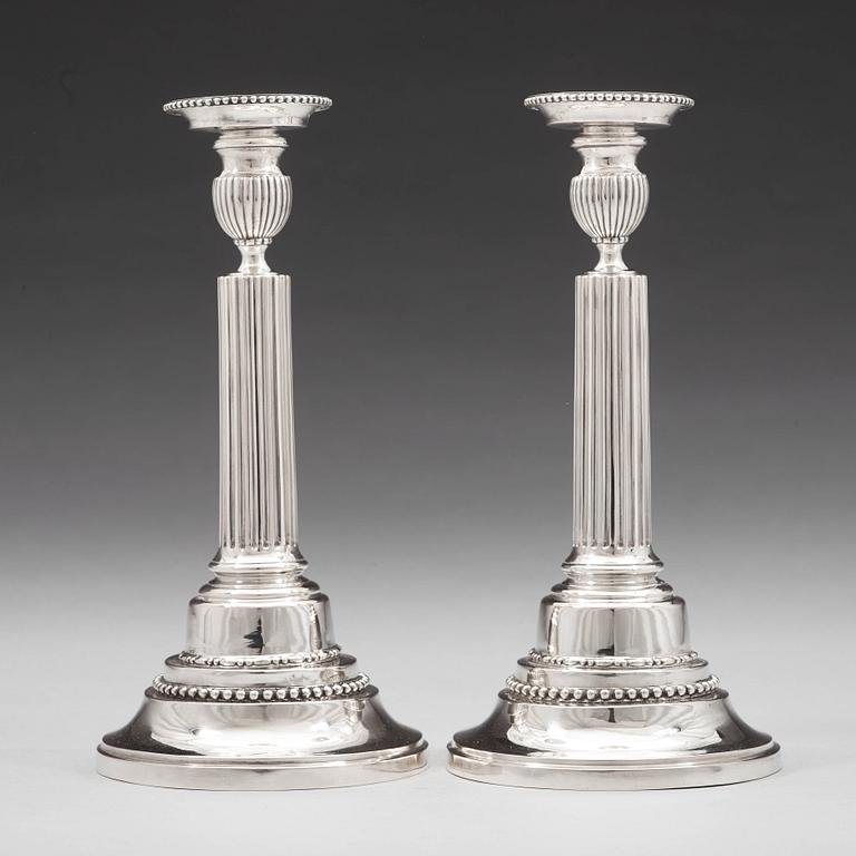 Johan Ekholm, ljusstakar, ett par, silver, Stockholm 1788, gustavianska.