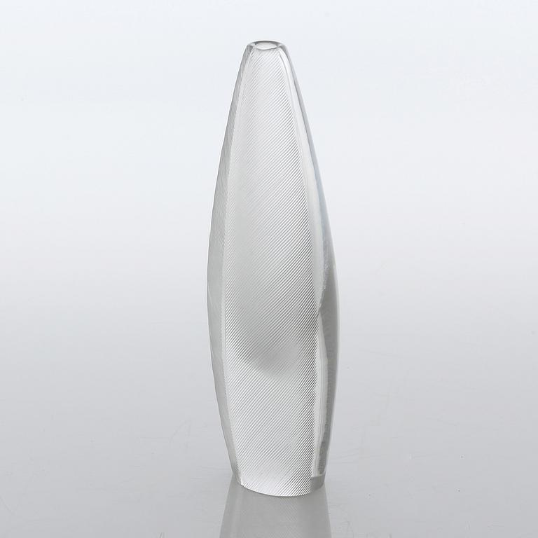 TAPIO WIRKKALA, vas, "Sulka / Fjäder", glas, Iittala, signerad, daterad -57.