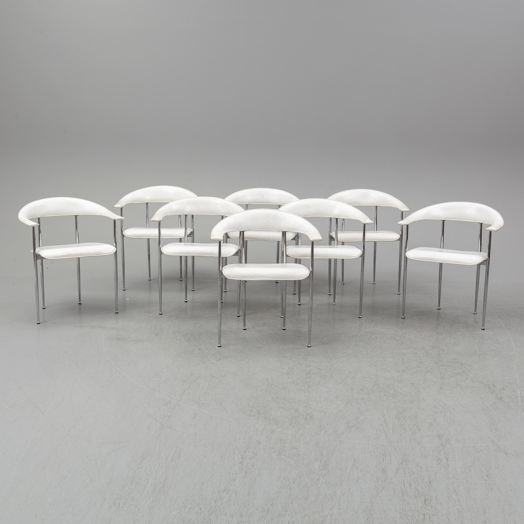 VEGNI & GUALTIEROTTI, eight 'P40' chairs from Fasem, Italy.