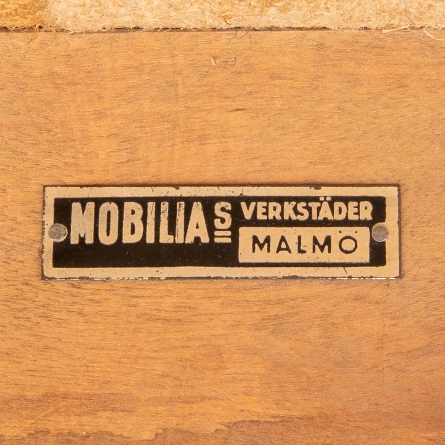 A set of seven + one leather chairs from Mobilia Malmö mid 1900s.