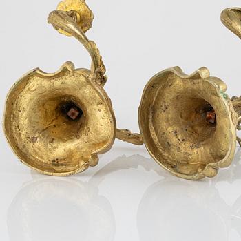 Kandelabrar, ett par, nyrokoko, 1800-talets andra hälft.