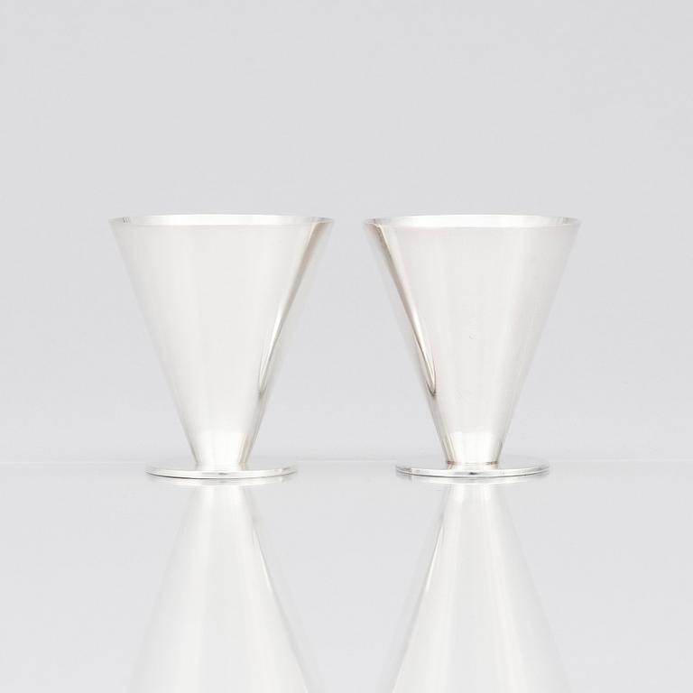 Wiwen Nilsson, a set of six sterling coctailglasses, Lund Sweden 1952-1963.