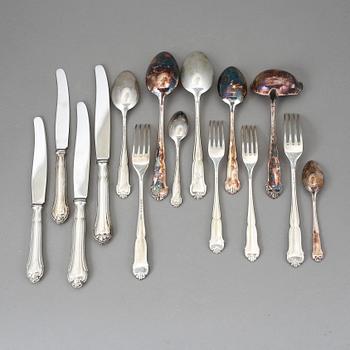 DELAR TILL BESTICKUPPSÄTTNING, 15 delar, silver. Modell Drottning Viktoria, C G Hallberg, Stockholm, 1900-talets mitt.