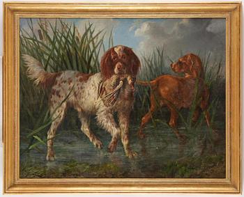 Carl Fredrik Kiörboe, Hunting dogs on duck hunting.
