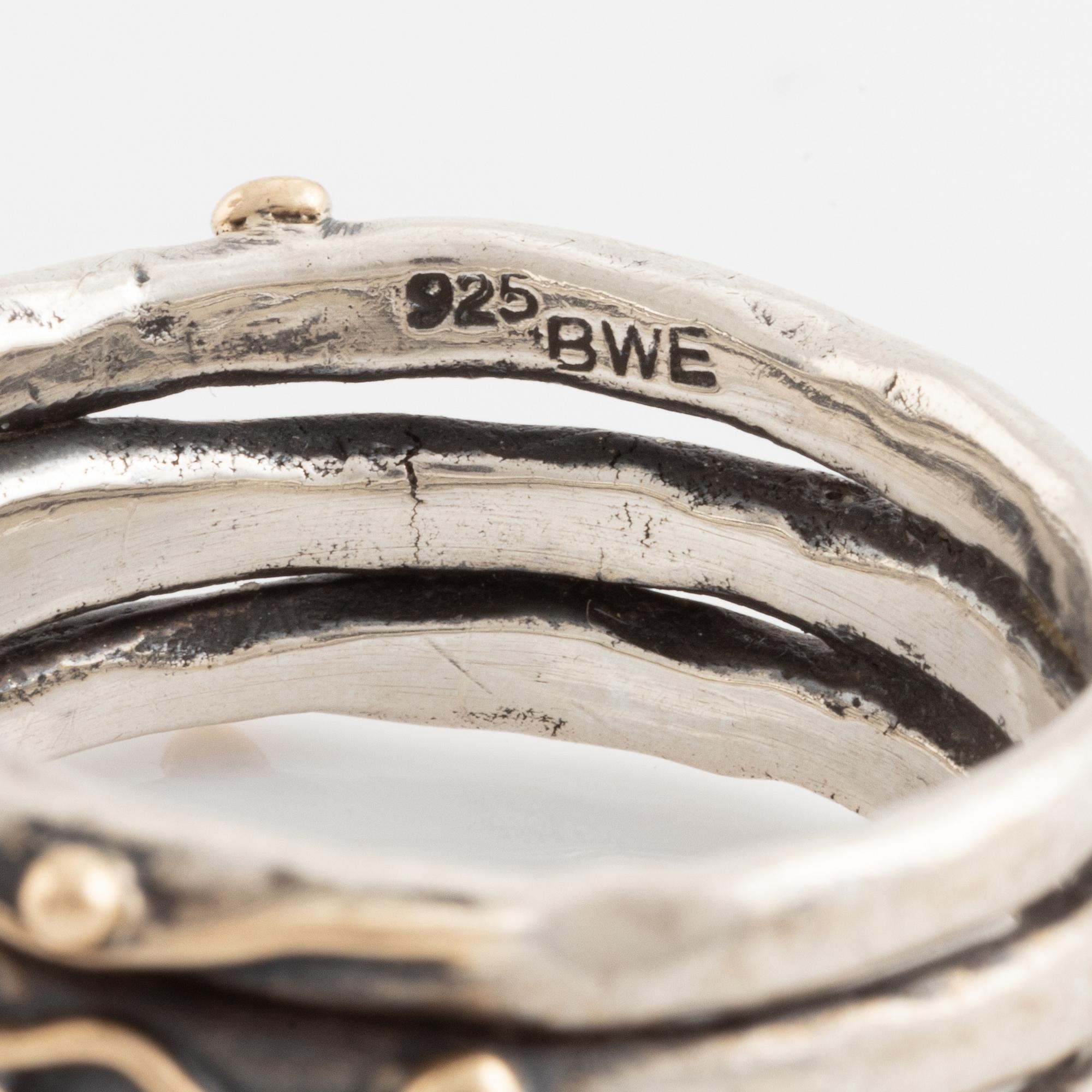 By Birdie, silver and rose cut diamond ring.