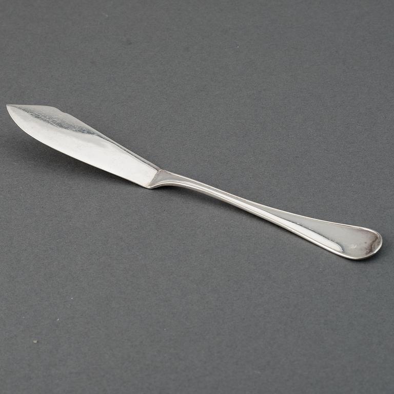 FISKBESTICK, CG Hallberg, silver, 12 delar.