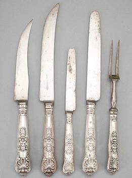 PARTI SILVERBESTICK, 22 delar, oidentifierad mästare, Sheffield, mestadels 1833.