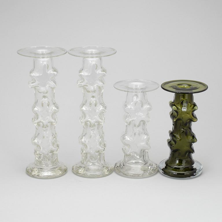 LJUSSTAKAR, 4 st, glas, Erkkitapio Siiroinen, Riihimäen Lasi, 1900-talets slut.
