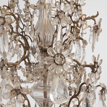 A presumably Italian Baroque and Baroque-style rock crystal and cut-glass six-branch chandelier, 18th century and later.