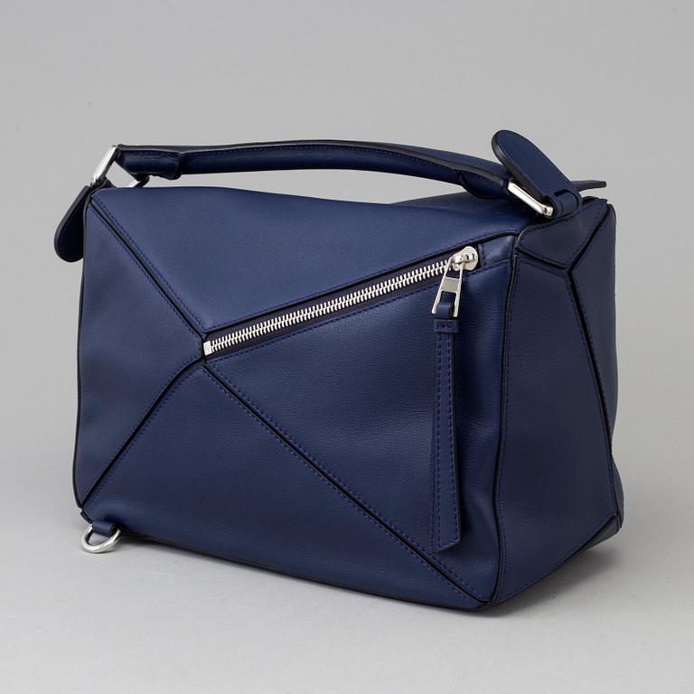 A blue claf leather Puzzle small bag by Loewe 2017.