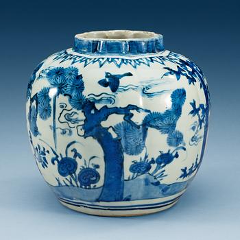 1673. A blue and white jar, Ming dynasty Wanli (1573-1620).