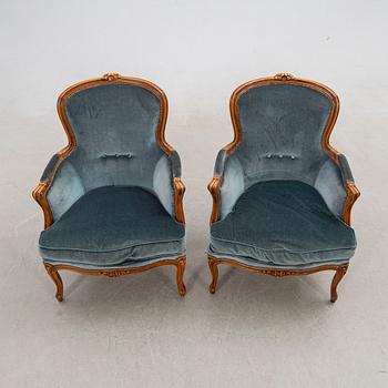 Fåtöljer ett par Louis XV-stil 1900-talets mitt.