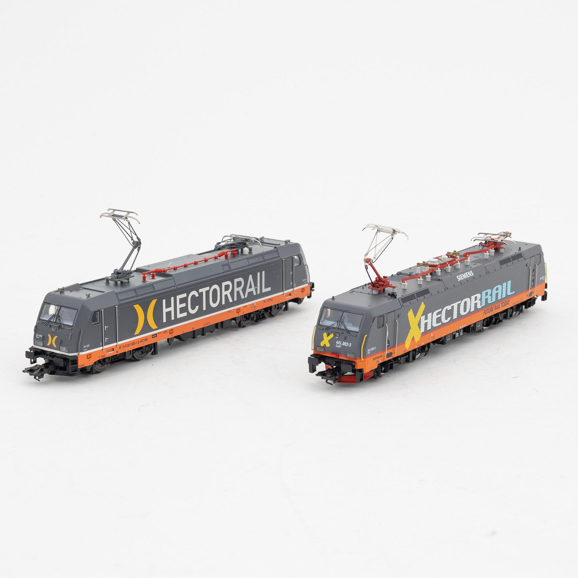 Märklin, ellok, 2 st, Hectorrail, modellnr 36602 och 39894, spår H0, i låda.