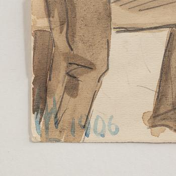 Harriet Löwenhjelm, watercolour, siogned and dated 1906.