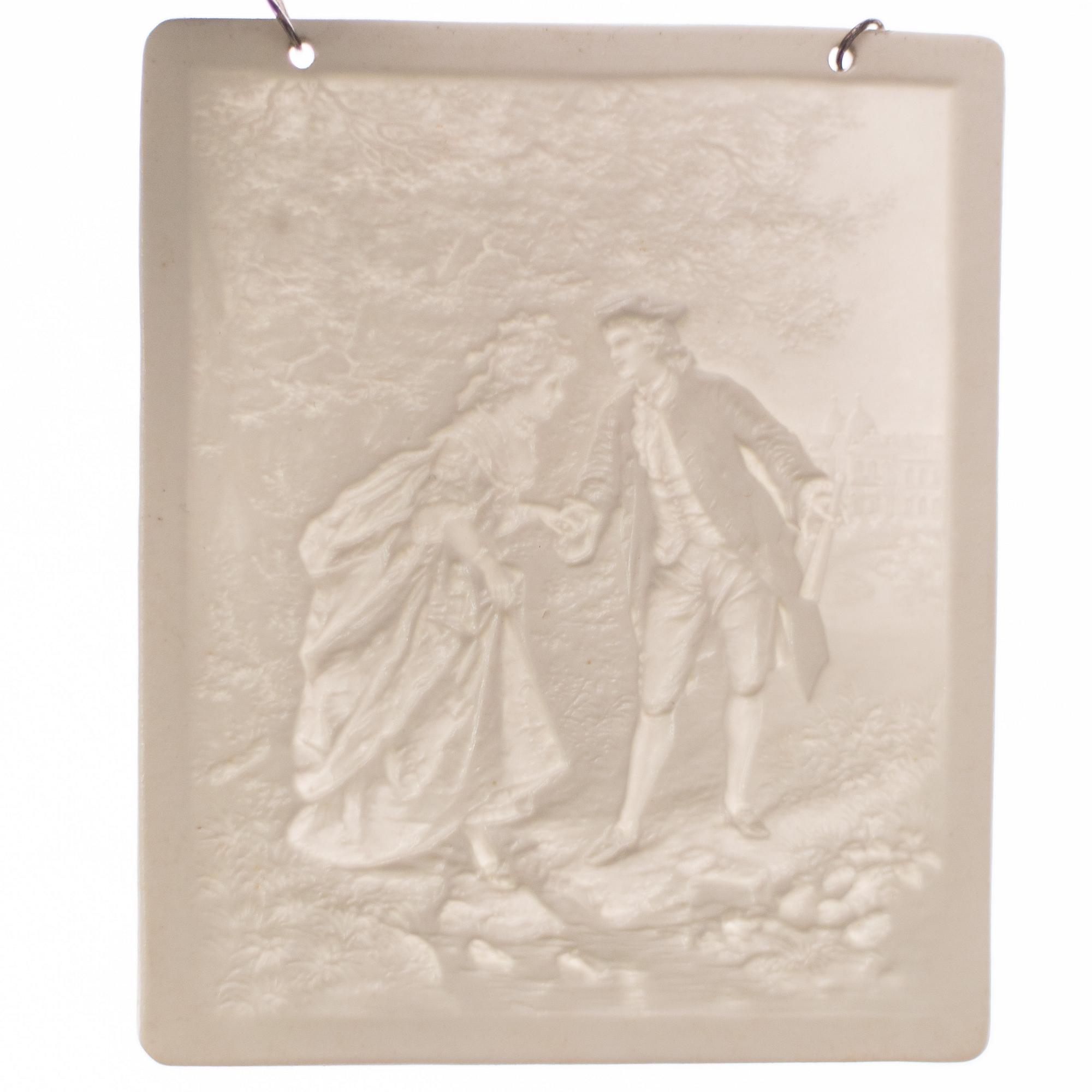 Four lithphane plaques, 19th century.