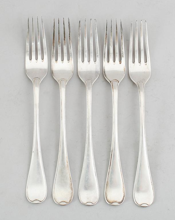 MATGAFFLAR, 5 st, silver, svenska stämplar, 1918/1919. Vikt ca 339 gram.