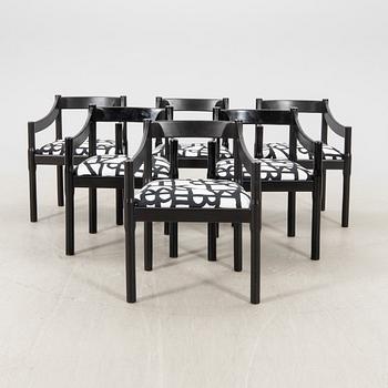 Vico Magistretti, karmstolar 6 st "Carimate" Cassina Italien setn 1900-tal.