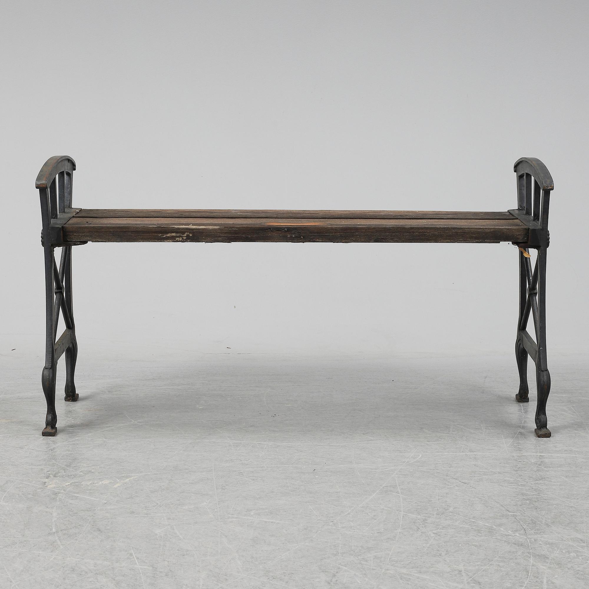 An iron garden bench by Folke Bensow, Näfveqvarns Bruk, early 20th Century.