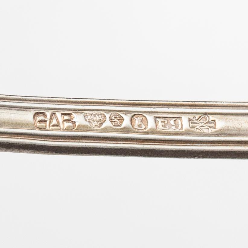 Bestickservis, 24 delar, silver, modell Olga, bland annat GAB, Stockholm, 1955-93.