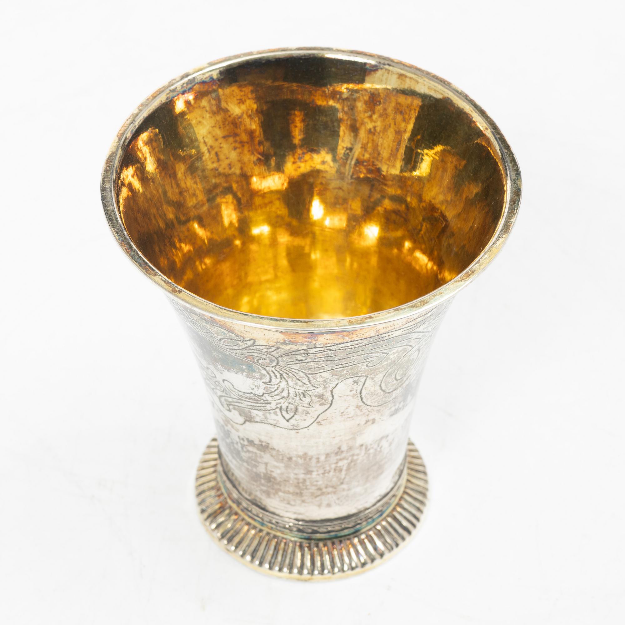 Carl Johan Bask, bägare, silver, Södertälje 1766.