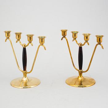 KANDELABRAR, ett par, mässing, O. H. Lagerstedt, Eskilstuna, 1950-tal.