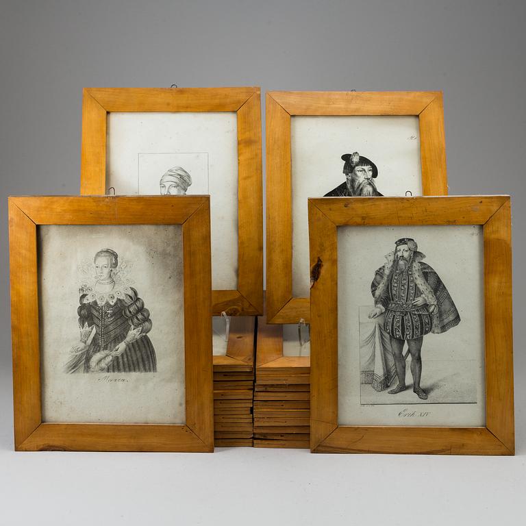 COLLECTION OF LITHOGRAPHS, early 19th Century, 28 p with period frames.