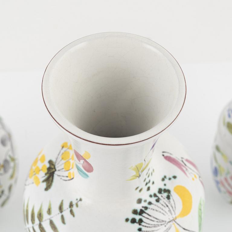 Stig Lindberg, a jug, a vase, and a box with cover, Gustavsbergs studio.