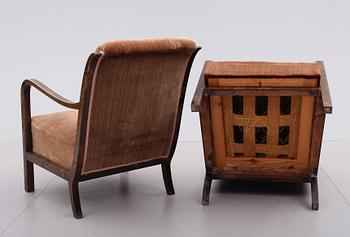 FÅTÖLJER, 1 par, art déco, 1930-tal.