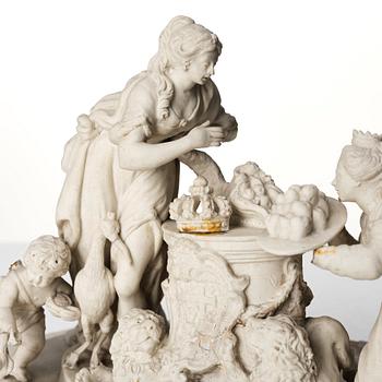 An Italian bisquit porcelain figure group with the arms of Savojen, Vinovo, marked 1817.