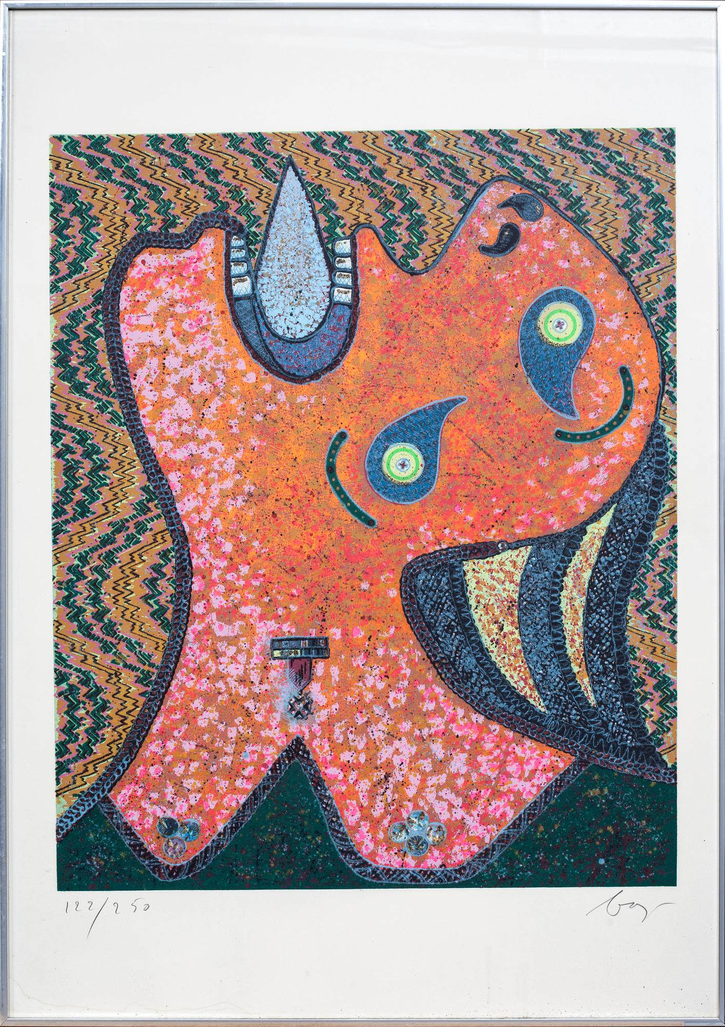 ENRICO BAJ, färglitografi, signerad och numrerad 122/250.
