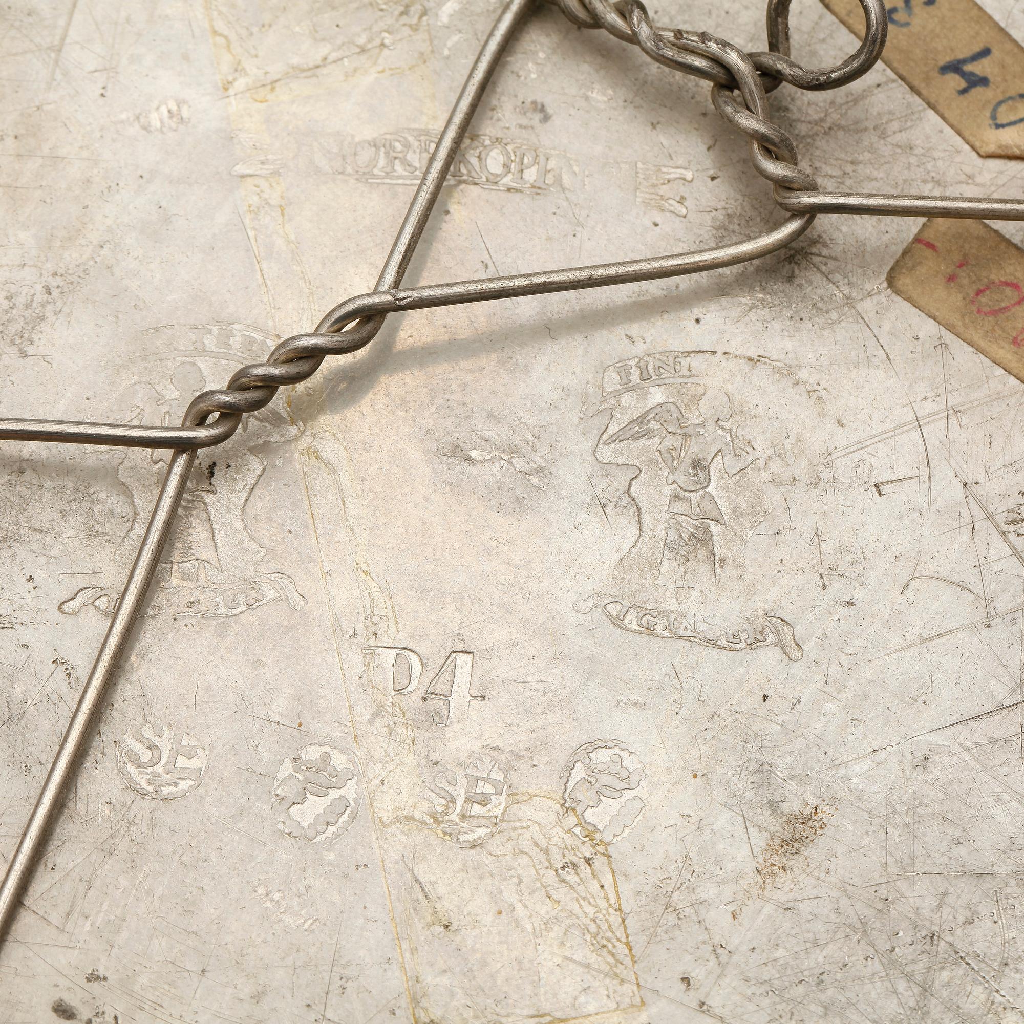 TALLRIKAR, 6 st tenn, bland annat Sven Ekström, Norrköping, 1845.