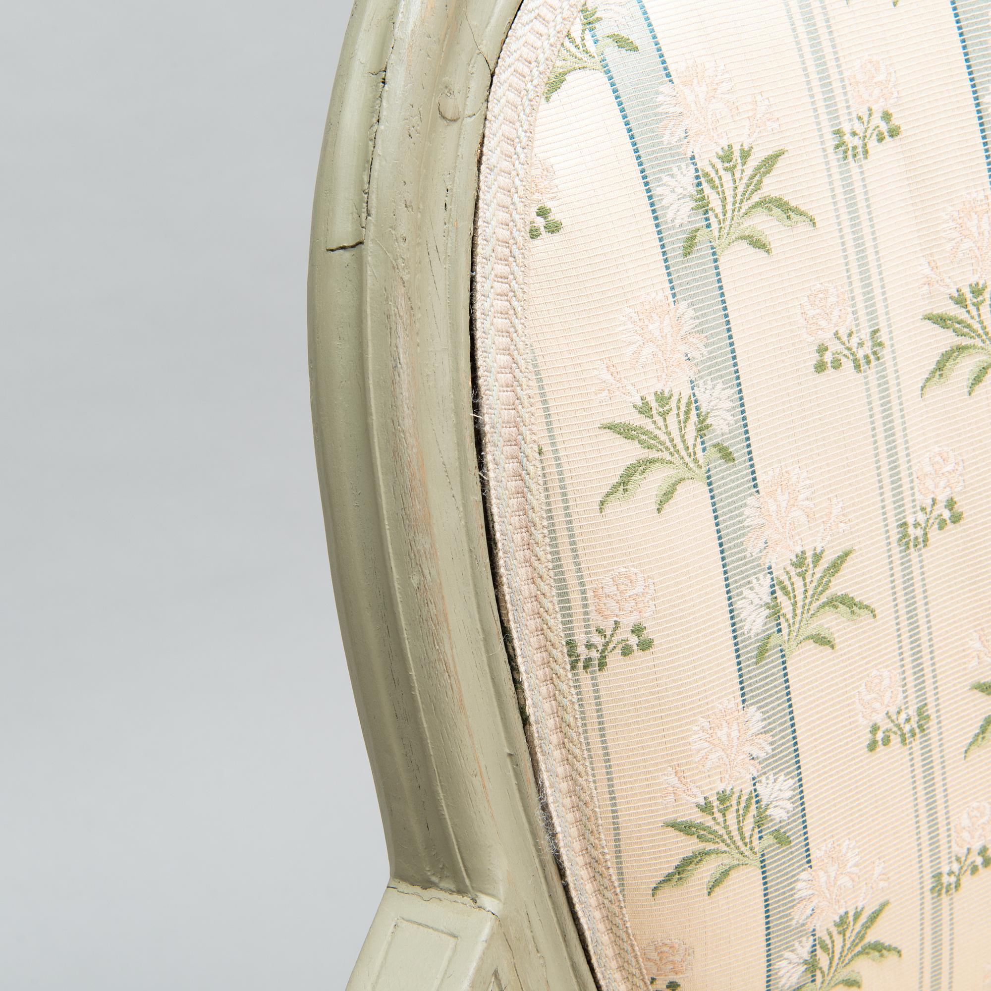 A Gustavian armchair by Johan Erik Höglander, master in Stockholm 1777-1813. Signed IEH.