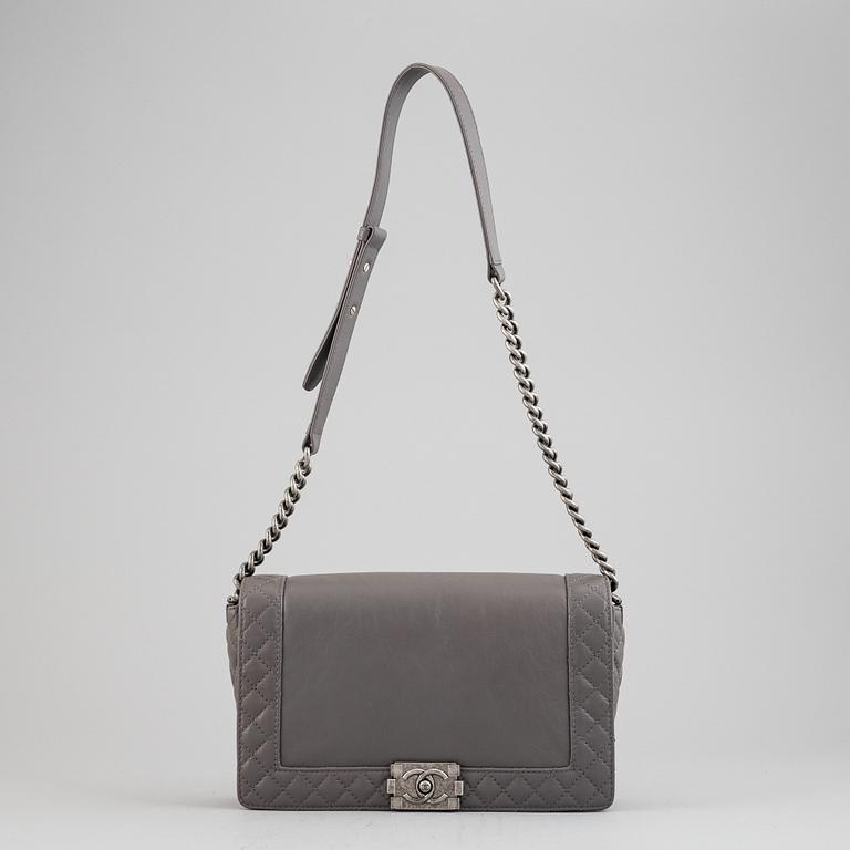 Chanel, a grey leather 'Large Boy Bag', 2014.