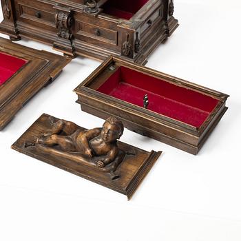 A Baroque style miniature cabinet, 19th century.