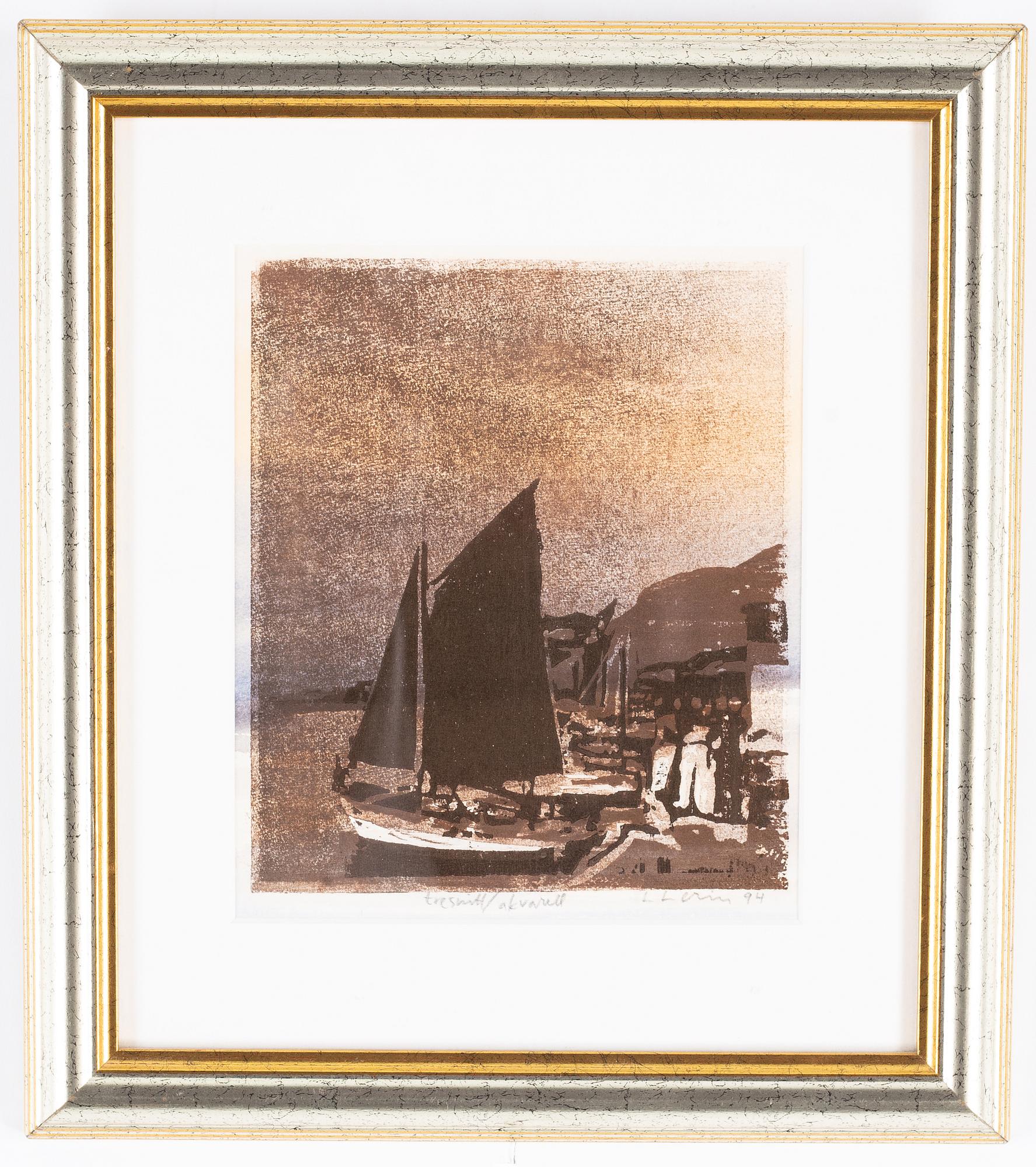 Lars Lerin, wood cut, coloured, signed and dated -94.