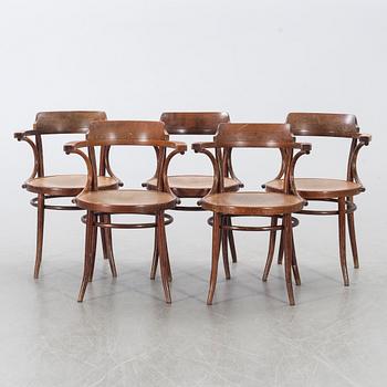 FIVE DREVOUNIA BENTWOOD  CHAIRS MID 20TH CENTURY.